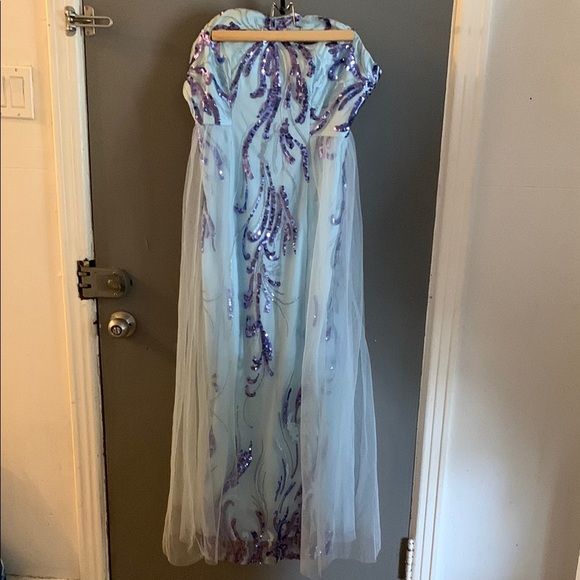 Wedding guest evening prom strapless maxi fairy princess sweetheart sequin dress - Picture 1 of 10